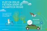 fietser auto bomen koe en paard op blauwe achtergrond
