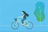 fietser boom blauw
