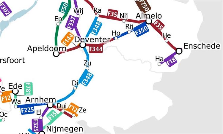 routes op kaart