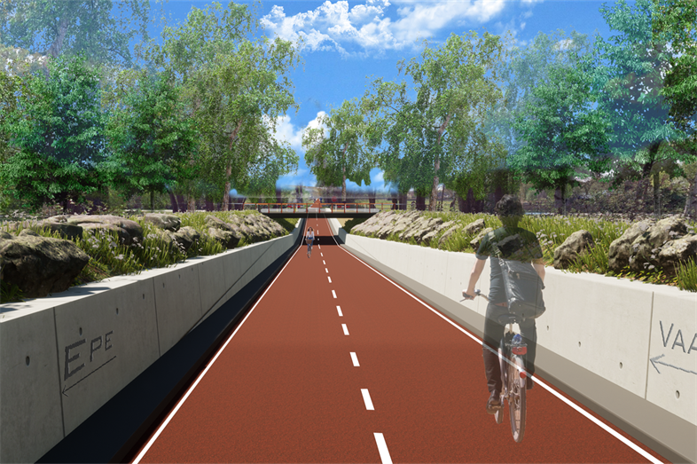 visualisatie van nieuw fietspad